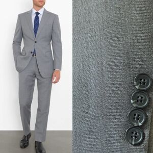 J.Ferrar Modern Fit Gray Suit Blazer Sz.42S Pants 38x29 EUC